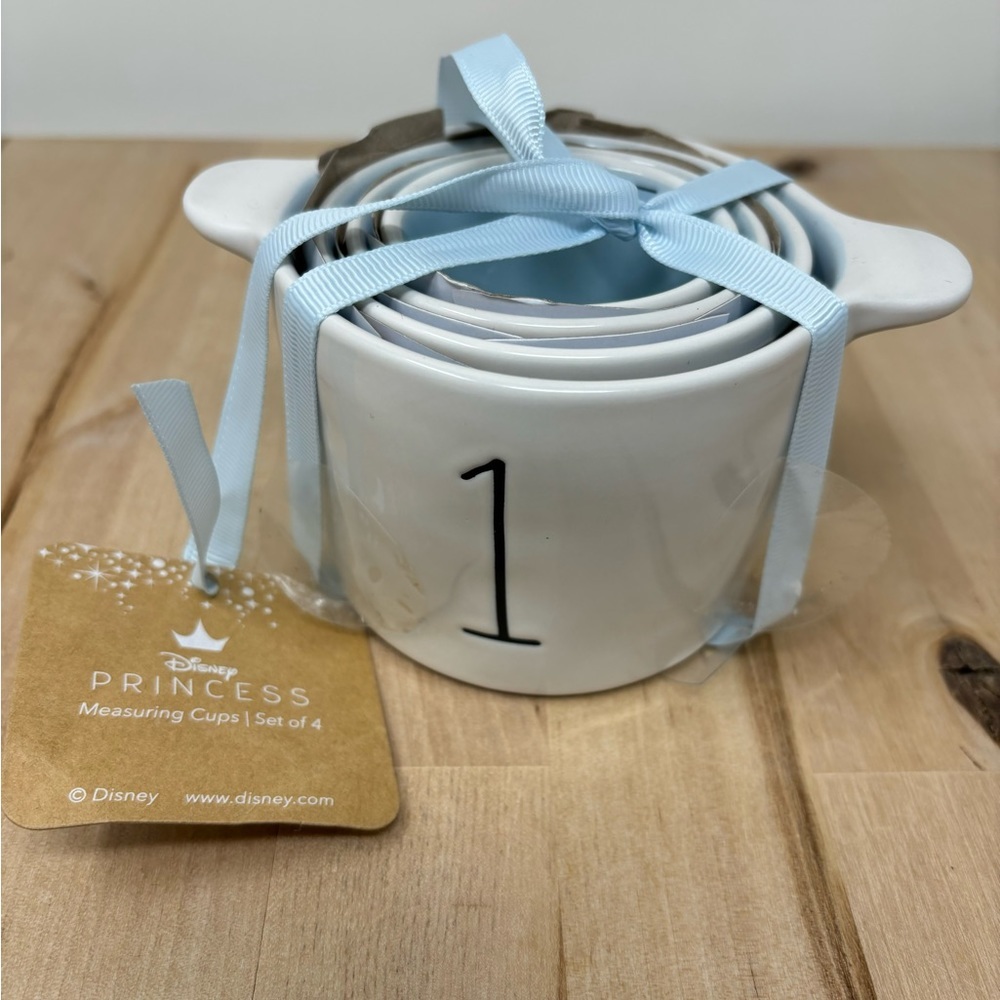 Rae Dunn Cinderella Disney Measuring Cup Set of 4 White with Sky Blue Interior